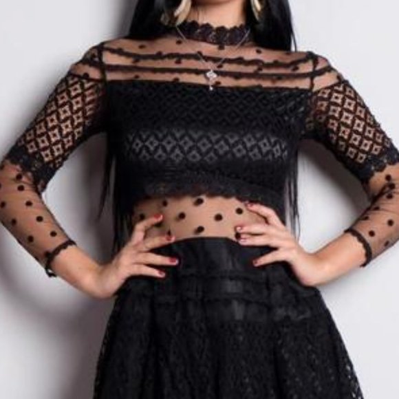 💋💋💋BLACK MID CALF SHEER 🔥🔥DRESS💋💋💋 - Picture 2 of 5